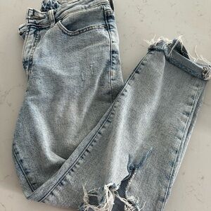 Old Navy Light Blue Distressed Straight Leg Jeans